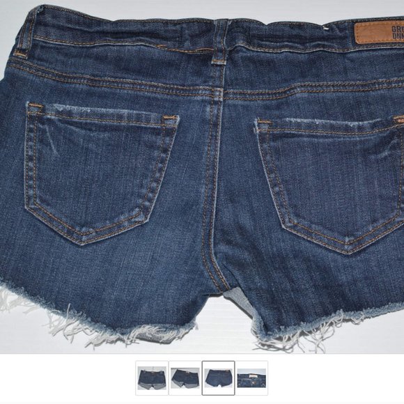 Denim Shorts Hotpants Women sz 3 Blue Folded Frayed Hem Blue Garage Dnm - Picture 4 of 4